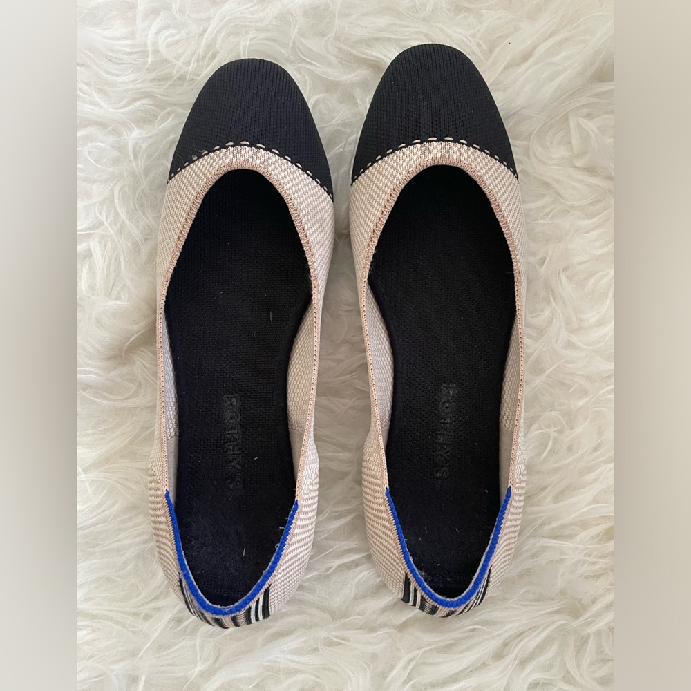Rothy's The Square Tuxedo Ballet Flats Size 9.5 - image 1